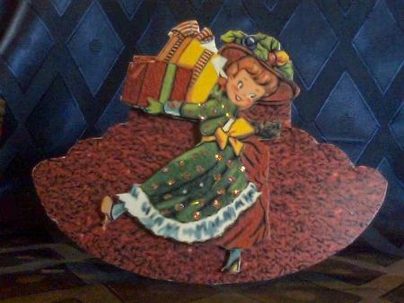 Retro Vintage Girl with Bustle Scalloped Edgedwobble Card by Susan Powell-Barton