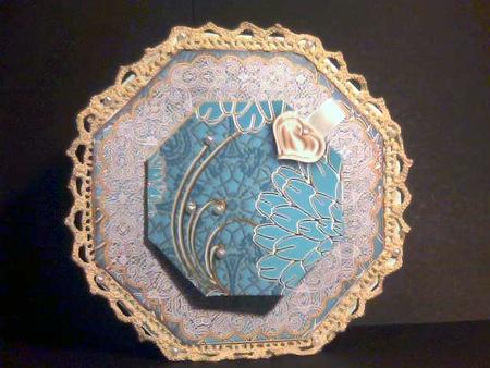 Peacock Pink Rose Get Well Soon Octagon Locket Card Front by Susan Powell-Barton