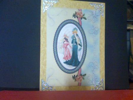 Elegant Victorian Ladies in Teal with Glitter Swirls by Susan Powell-Barton