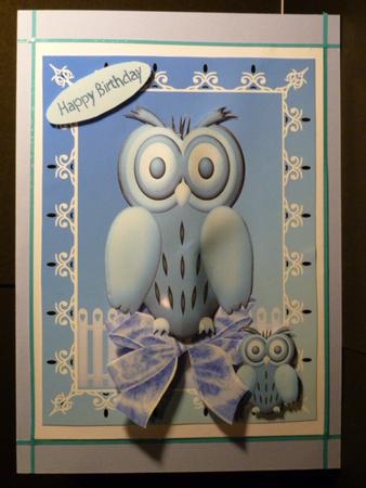Owl on a Fence 3D Decoupage with Bow by Susan Powell-Barton