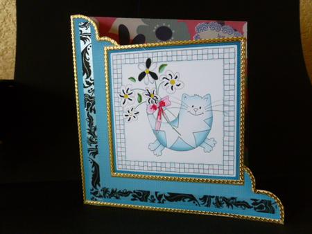 Cute Cat Cut and Fold Corner Card by Susan Powell-Barton