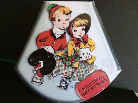 Retro Couple Ice Skating Wobble Card by Susan Powell-Barton