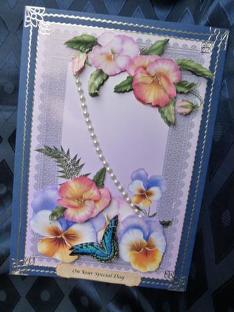 Floral Pansies on a Lace Background by Susan Powell-Barton