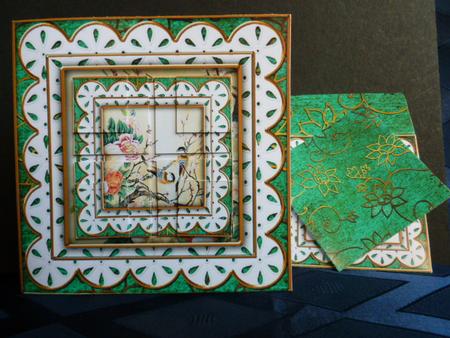Oriental Birds1 Lace 3in Card Envelope Corner Stacker Aio by Susan Powell-Barton