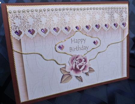 Layered Envelope Purple Roses Card Topper by Susan Powell-Barton