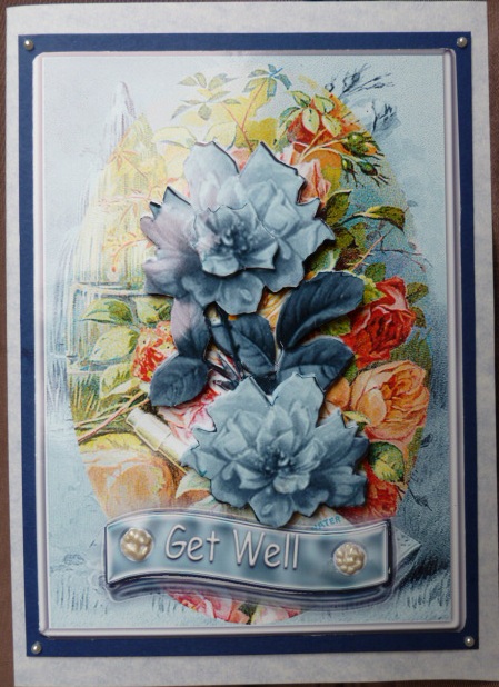 Vintage Floral for 5 x 7 in Shades of Teal by Susan Powell-Barton