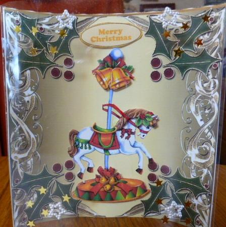 Christmas Carousel Horse with Holly by Susan Powell-Barton