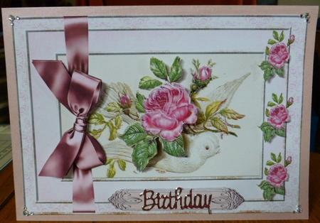 Vintage Dove with Roses by Susan Powell-Barton