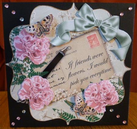 Pink Carnations Olive If Friends Were -  6in Bracket Topper by Susan Powell-Barton