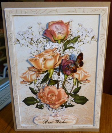 Roses on Peach Card Front by Susan Powell-Barton