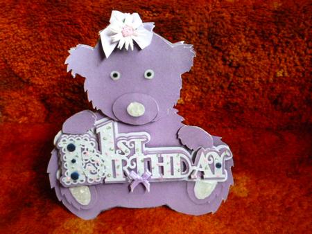 Scalloped Layered 1st Birthday Teddy by Susan Powell-Barton