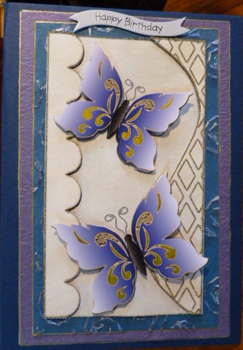Butterflies on Wavy Layer & Trellis Background 1 by Susan Powell-Barton