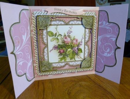 Rose Bouquet Lace Bracket Wrap Card by Susan Powell-Barton