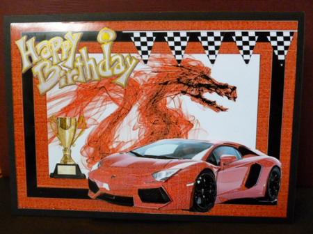 Orange Lamborghini Dragon Decoupage by Susan Powell-Barton