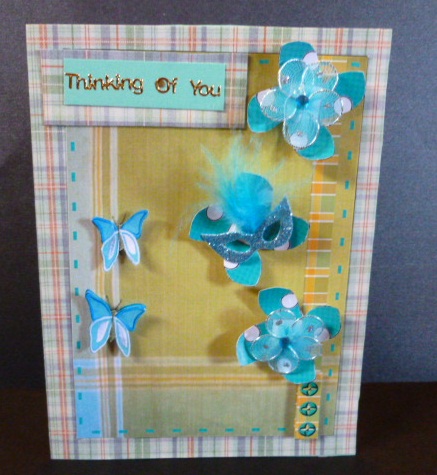 Folded Flower Card - Turquoise Flowers by Susan Powell-Barton