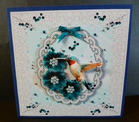Hummingbird in Lace Frame by Susan Powell-Barton