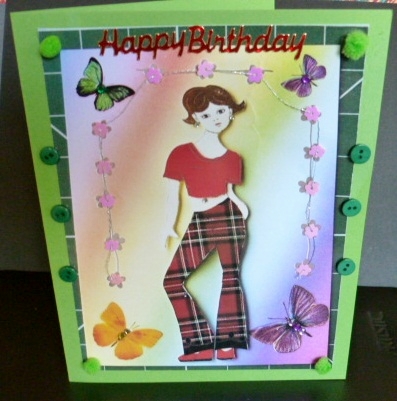 Finished Paper Doll Card by Susan Powell-Barton