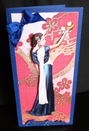 Art Deco Lady Pandore Blue Decoupage Sheet by Susan Powell-Barton