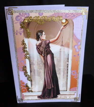 Art Deco Lady Pandore Deep Pink A4 by Susan Powell-Barton