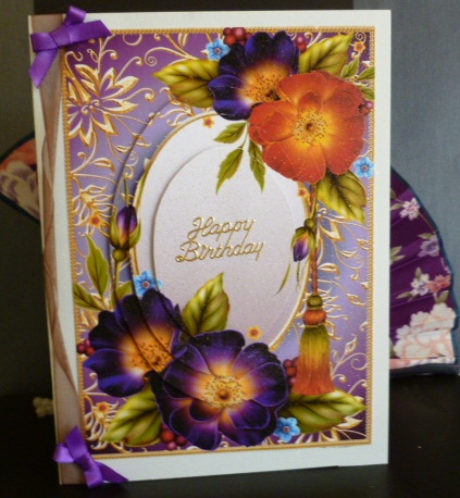 Sumptuous Wild Roses & Gold Frame Oval Pyramid by Susan Powell-Barton