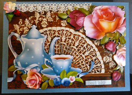 Tea Time with Fan & Romantica Roses by Susan Powell-Barton