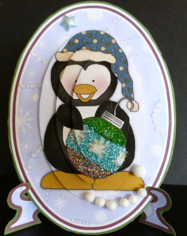 Christmas Penguin Plate Card by Susan Powell-Barton