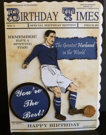 Blue Vintage Footballer (husband's Birthday) - A5 by Susan Powell-Barton