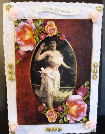 Vintage Lady in Corset & Roses by Susan Powell-Barton