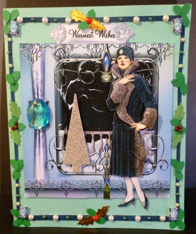 Art Deco Christmas Lady Card Topper by Susan Powell-Barton