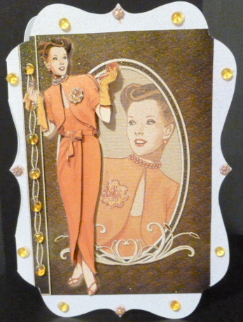 Make-up Lady in Orange Fashion Reflections Decoupage by Susan Powell-Barton