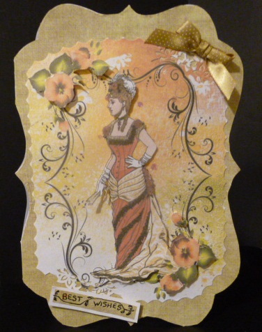 Elegant Victorian Lady in Autumn Shade A4 Topper by Susan Powell-Barton