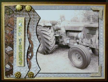 Sepia Old Tractor on the Farm by Susan Powell-Barton