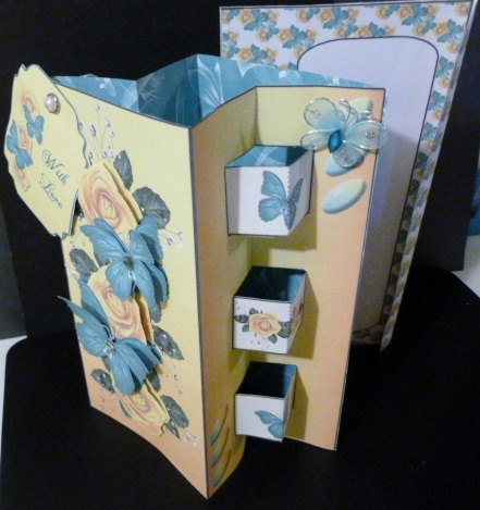 Double Pop Out Card - Butterflies on Yellow Roses by Susan Powell-Barton