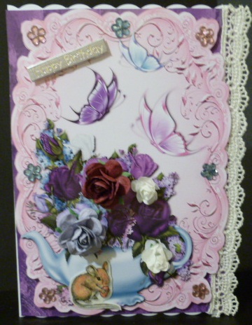 Heirloom Rose Teapot and Butterflies Topper & Plaque by Susan Powell-Barton