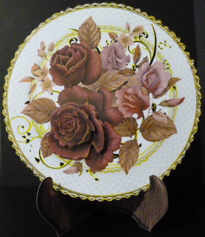 Wine Rose Flower Plate Card by Susan Powell-Barton