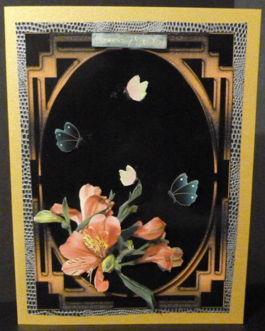 A4 "flowers in Oval Chinese Frame" by Susan Powell-Barton