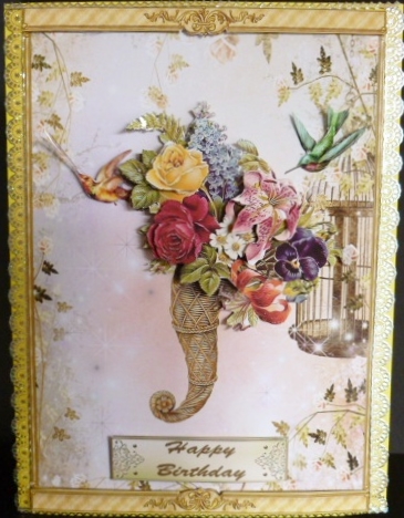 Vintage Floral Birthday Card Front by Susan Powell-Barton