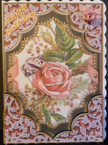 Butterfly Rose Ornate Diamond Scallop Bottom 7x5inch Stacker by Susan Powell-Barton