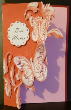 Butterfly Red Cut Away Card Multiple Greeting by Susan Powell-Barton