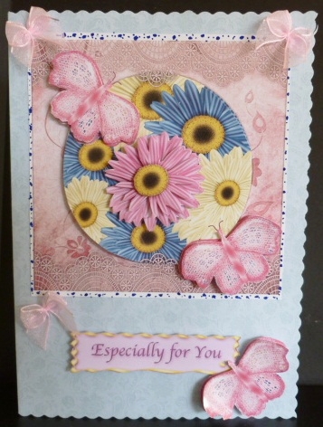 Gerberas and Lace Framed in Pink by Susan Powell-Barton