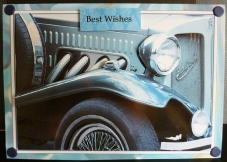 Blue Vintage Car Card Front by Susan Powell-Barton