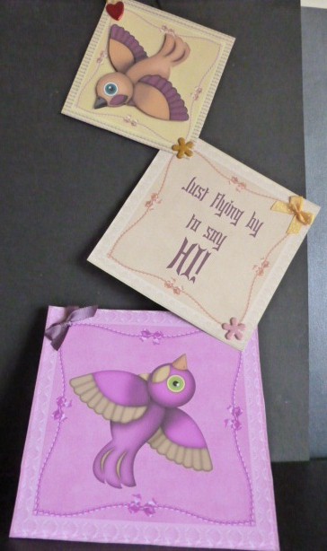 Flying by to Say Hi! Swivel Trio Card by Susan Powell-Barton