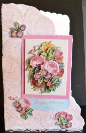 Pink Antique Lace and Vintage Flowers by Susan Powell-Barton