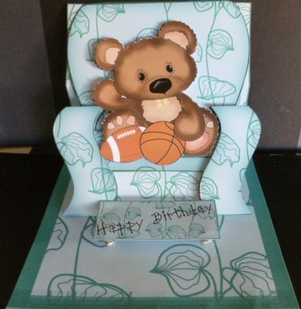 Armchair Easel - Boy Bear with Sports Balls by Susan Powell-Barton