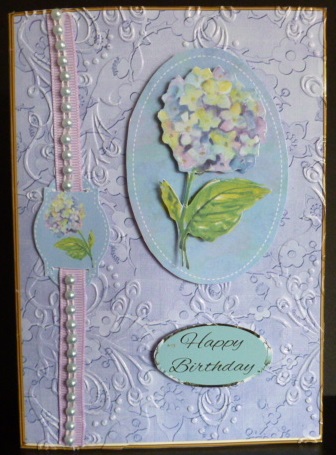 Blue Cherry Blossom 7x5 Cut and Fold Card by Susan Powell-Barton