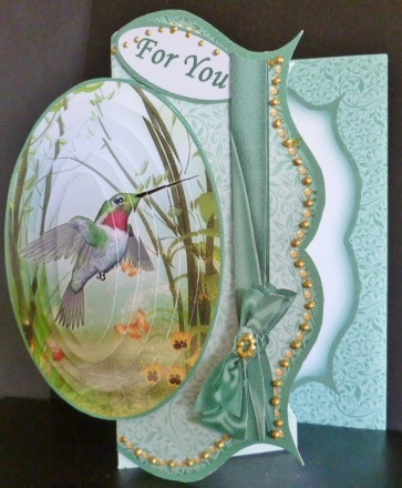 Green Hummingbird Over the Edge Bracket Card by Susan Powell-Barton