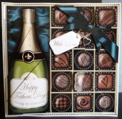 Fathers Day Champers N Chocs Fan Pyramage Topper by Susan Powell-Barton