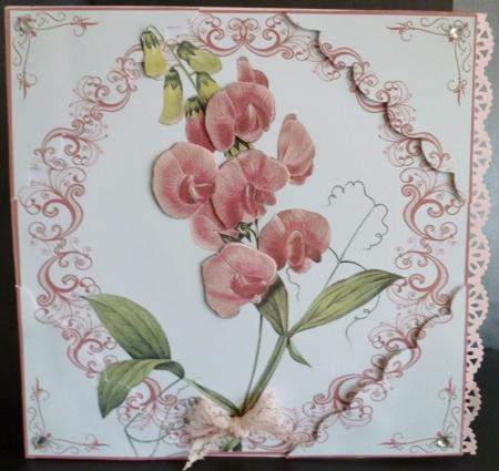 Sweet Pea 8x8 Card Front & Corner Stackers by Susan Powell-Barton