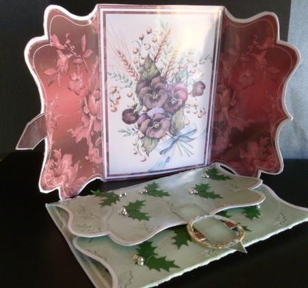 Pansy Bouquet Red Buckle Bracket Mini Card Kit by Susan Powell-Barton