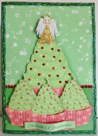 Christmas Tree Cupcake and Angel Quick Card by Susan Powell-Barton